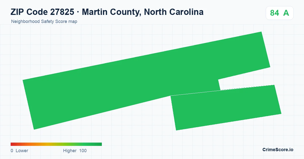 ZIP Code 27825 in Martin County, North Carolina neighborhood Safety Score map