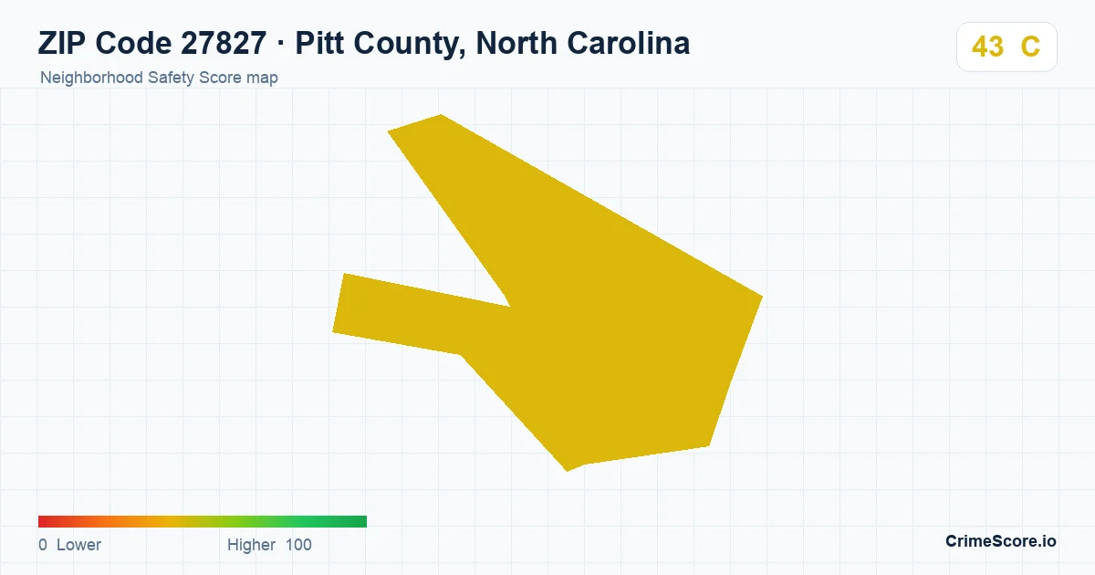 ZIP Code 27827 in Pitt County, North Carolina neighborhood Safety Score map