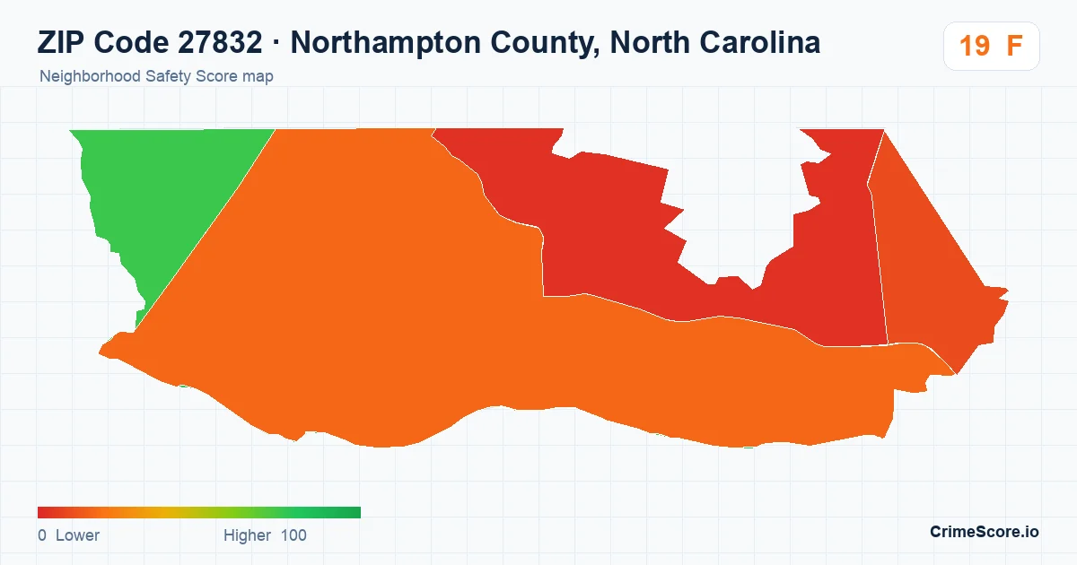 ZIP Code 27832 in Northampton County, North Carolina neighborhood Safety Score map