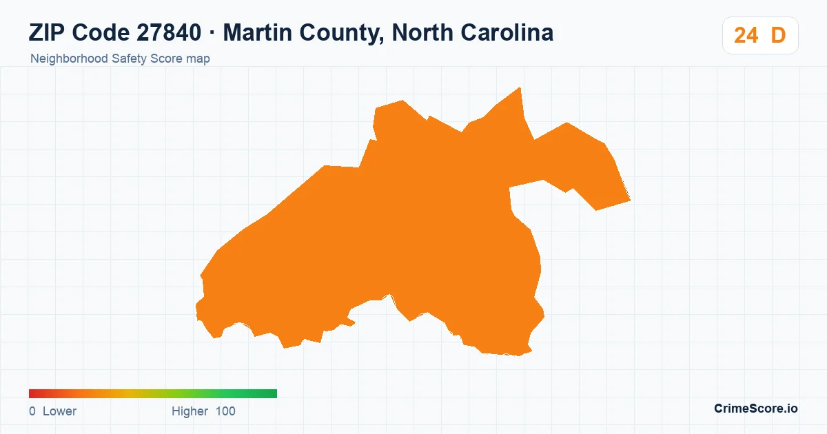 ZIP Code 27840 in Martin County, North Carolina neighborhood Safety Score map