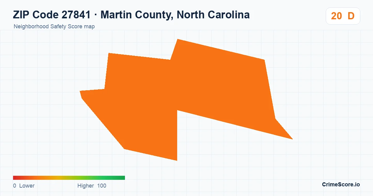 ZIP Code 27841 in Martin County, North Carolina neighborhood Safety Score map