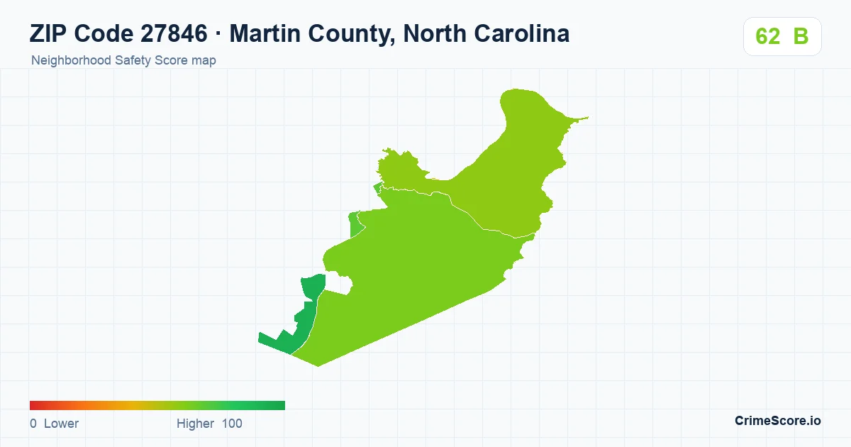 ZIP Code 27846 in Martin County, North Carolina neighborhood Safety Score map