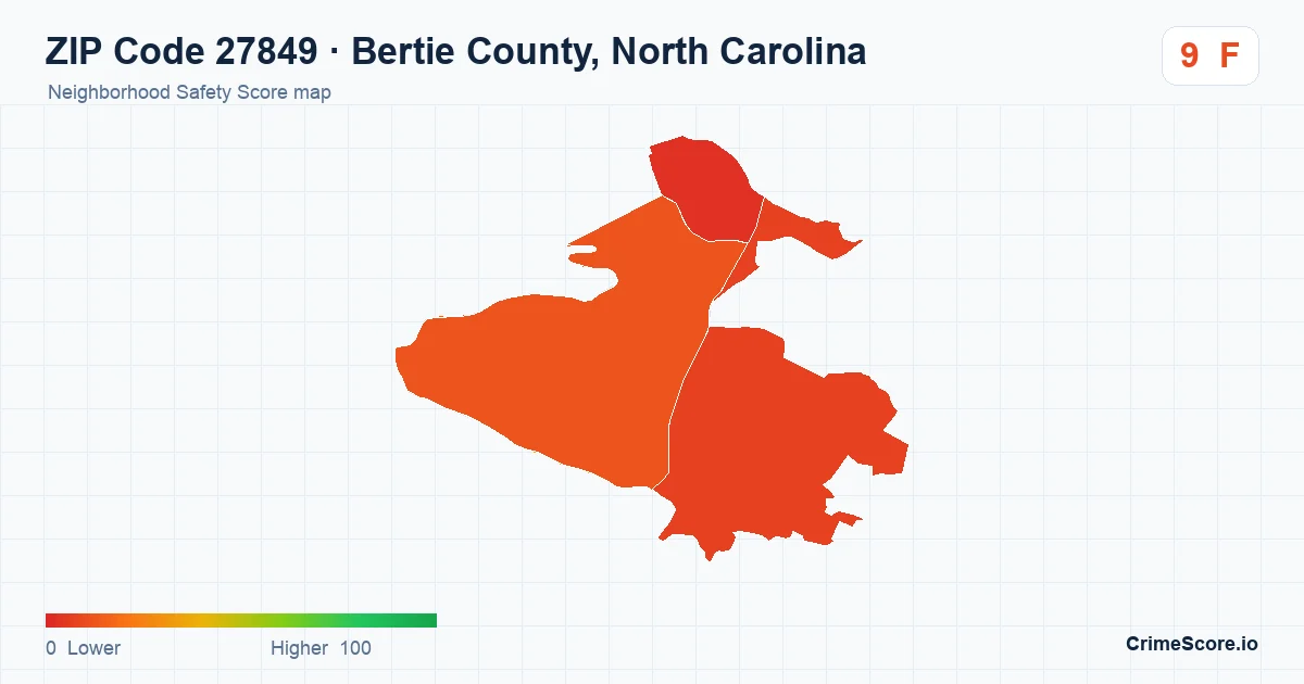 ZIP Code 27849 in Bertie County, North Carolina neighborhood Safety Score map