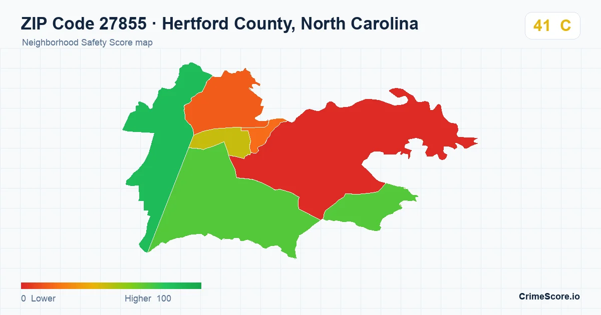 ZIP Code 27855 in Hertford County, North Carolina neighborhood Safety Score map