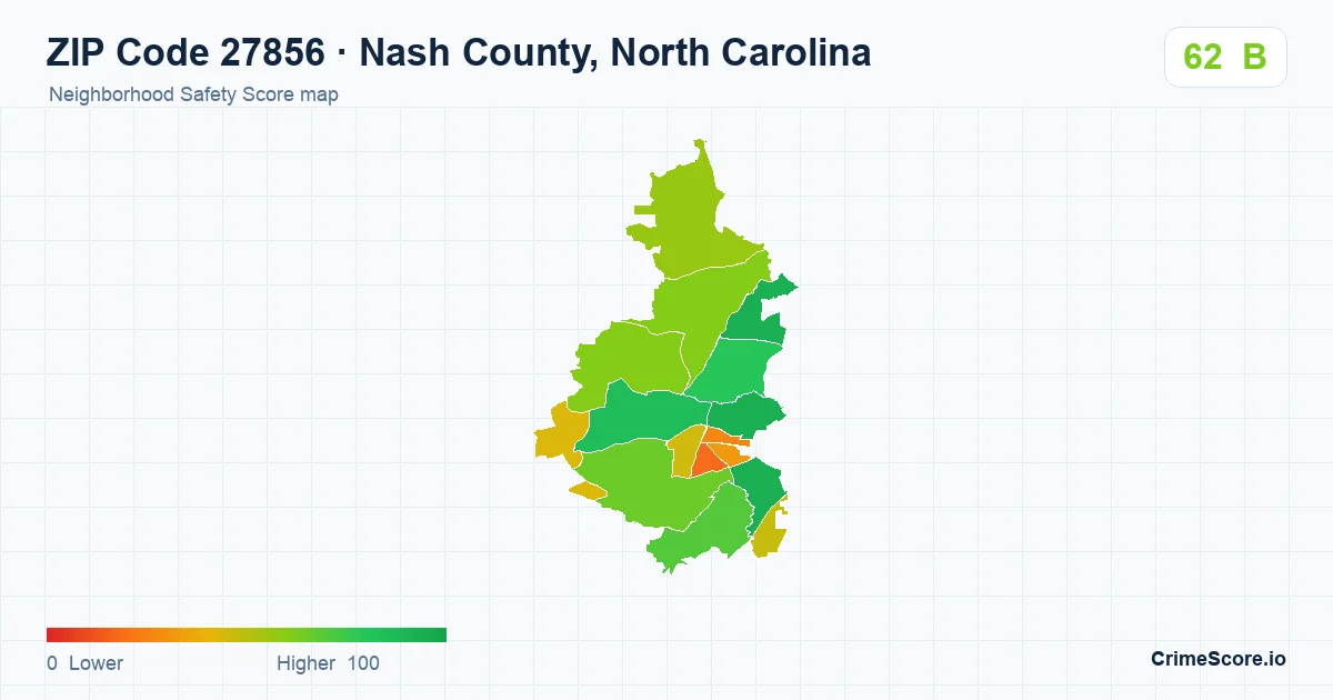 ZIP Code 27856 in Nash County, North Carolina neighborhood Safety Score map