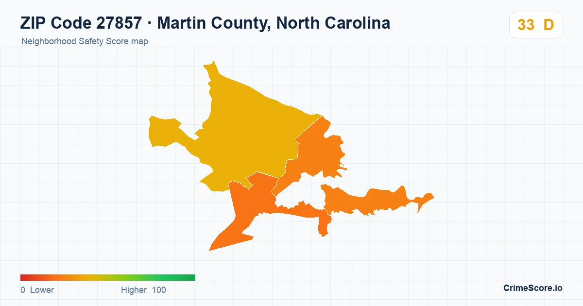 ZIP Code 27857 in Martin County, North Carolina neighborhood Safety Score map