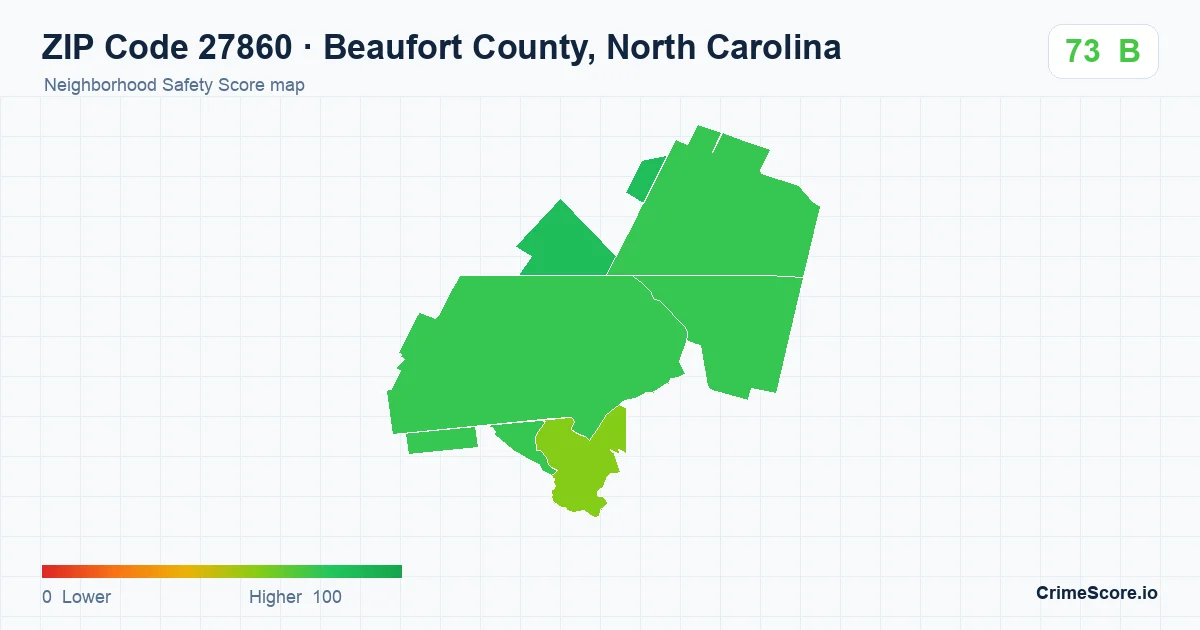 ZIP Code 27860 in Beaufort County, North Carolina neighborhood Safety Score map