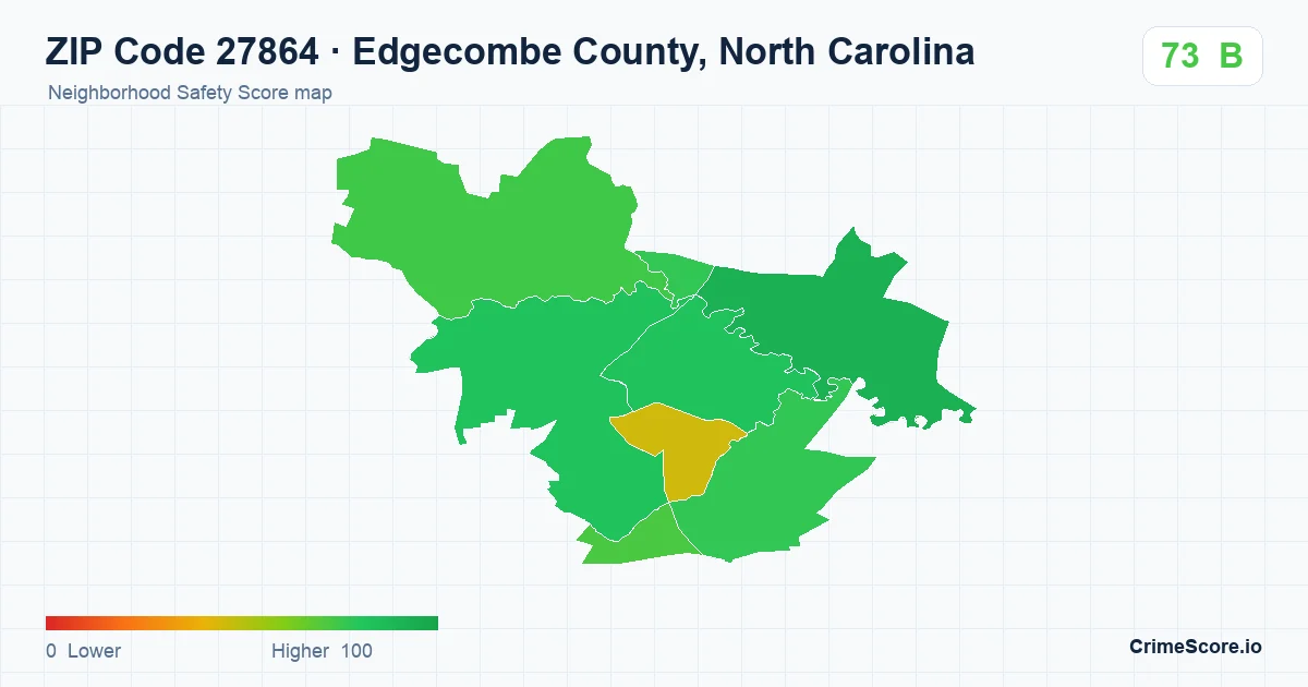 ZIP Code 27864 in Edgecombe County, North Carolina neighborhood Safety Score map