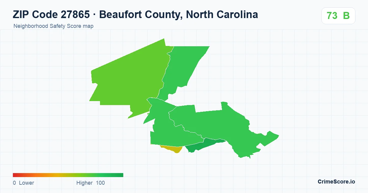 ZIP Code 27865 in Beaufort County, North Carolina neighborhood Safety Score map