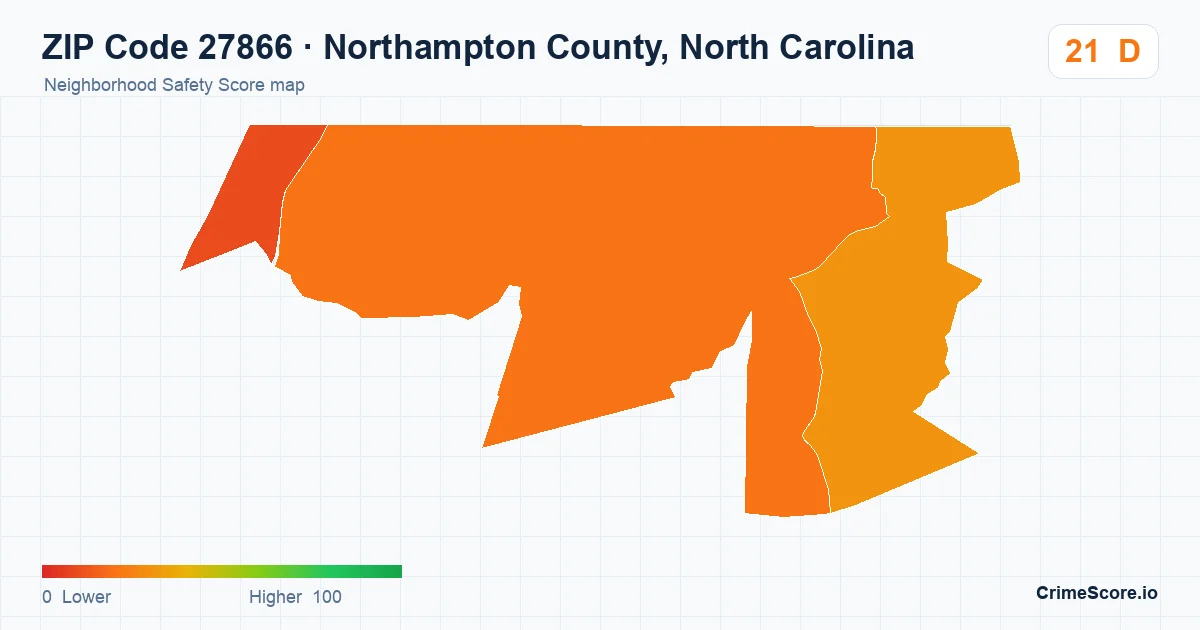 ZIP Code 27866 in Northampton County, North Carolina neighborhood Safety Score map
