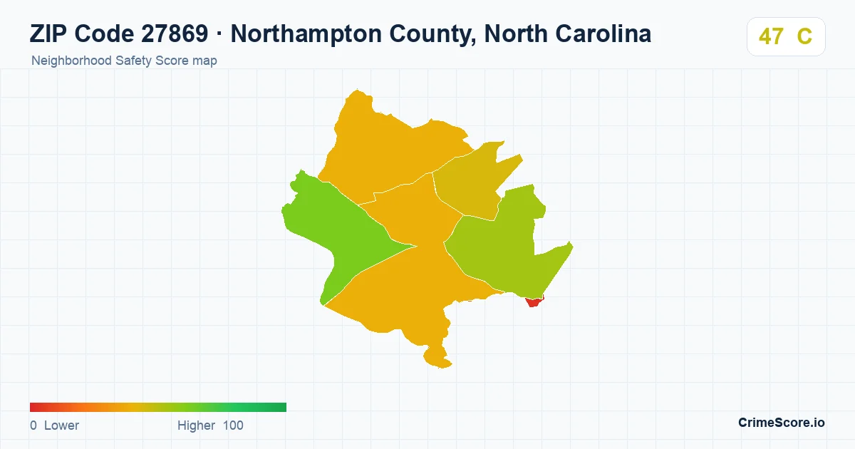 ZIP Code 27869 in Northampton County, North Carolina neighborhood Safety Score map