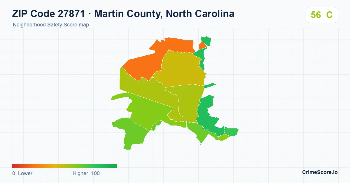ZIP Code 27871 in Martin County, North Carolina neighborhood Safety Score map