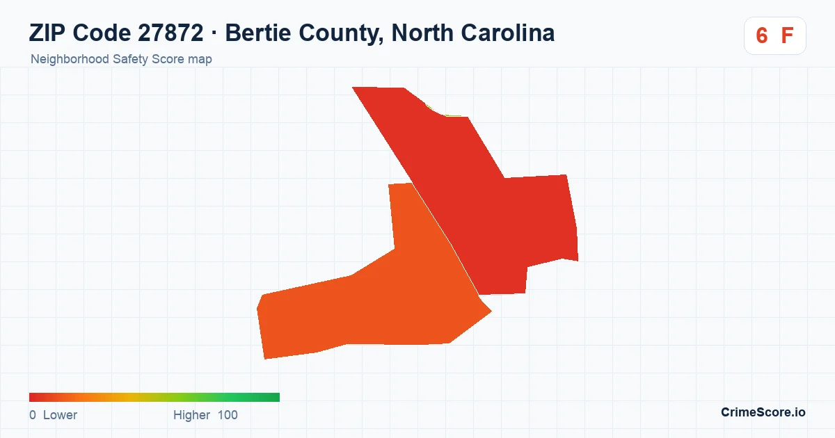 ZIP Code 27872 in Bertie County, North Carolina neighborhood Safety Score map