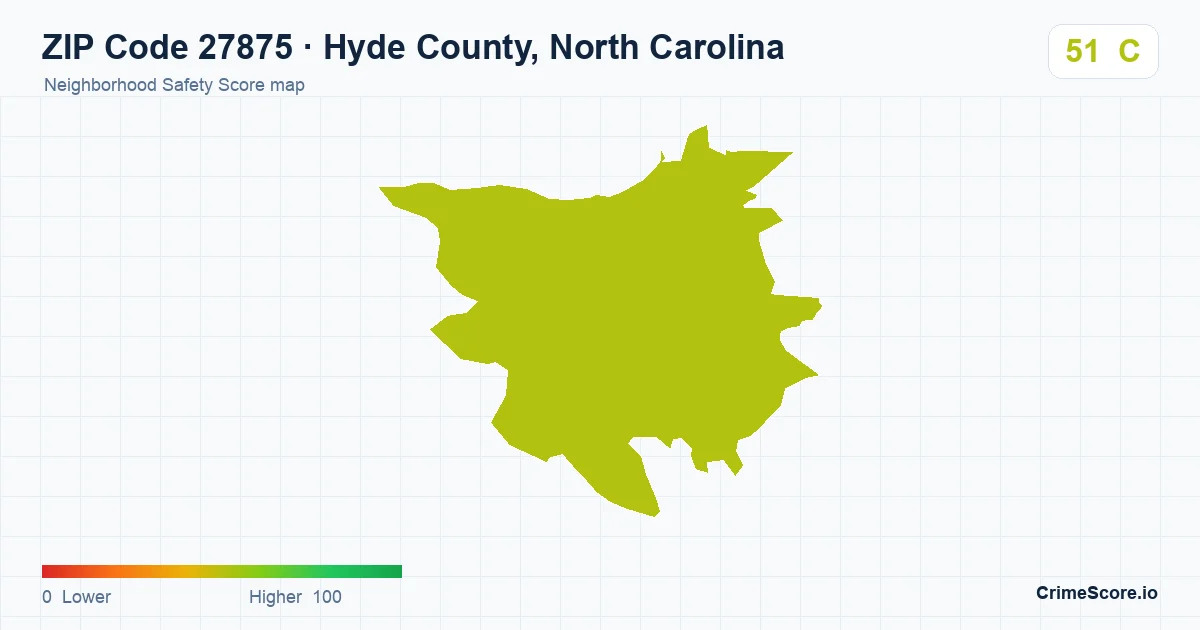 ZIP Code 27875 in Hyde County, North Carolina neighborhood Safety Score map