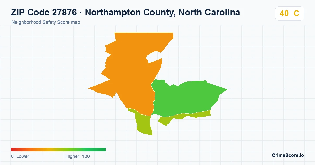 ZIP Code 27876 in Northampton County, North Carolina neighborhood Safety Score map