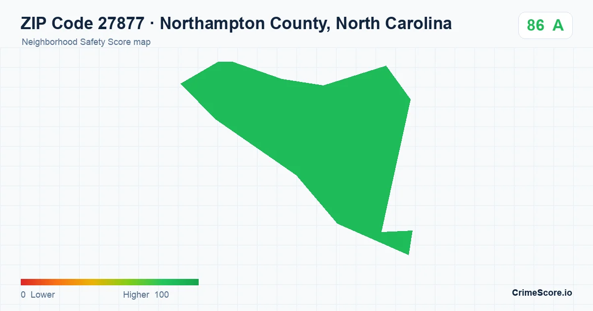 ZIP Code 27877 in Northampton County, North Carolina neighborhood Safety Score map