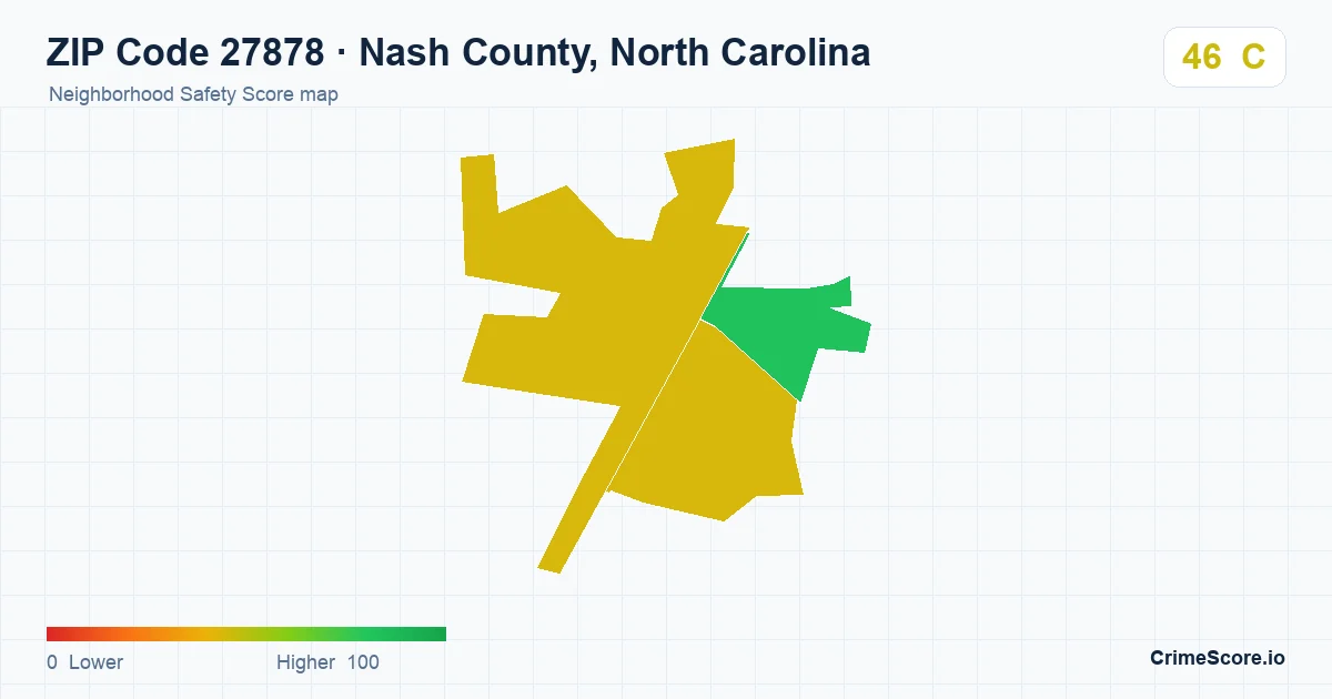 ZIP Code 27878 in Nash County, North Carolina neighborhood Safety Score map