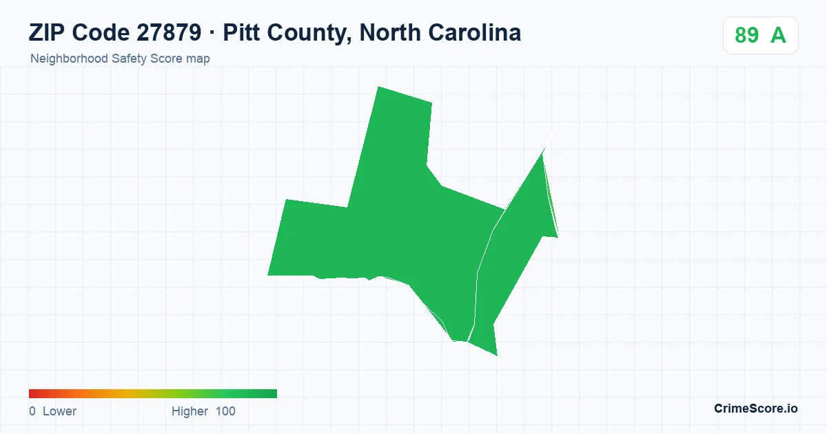 ZIP Code 27879 in Pitt County, North Carolina neighborhood Safety Score map
