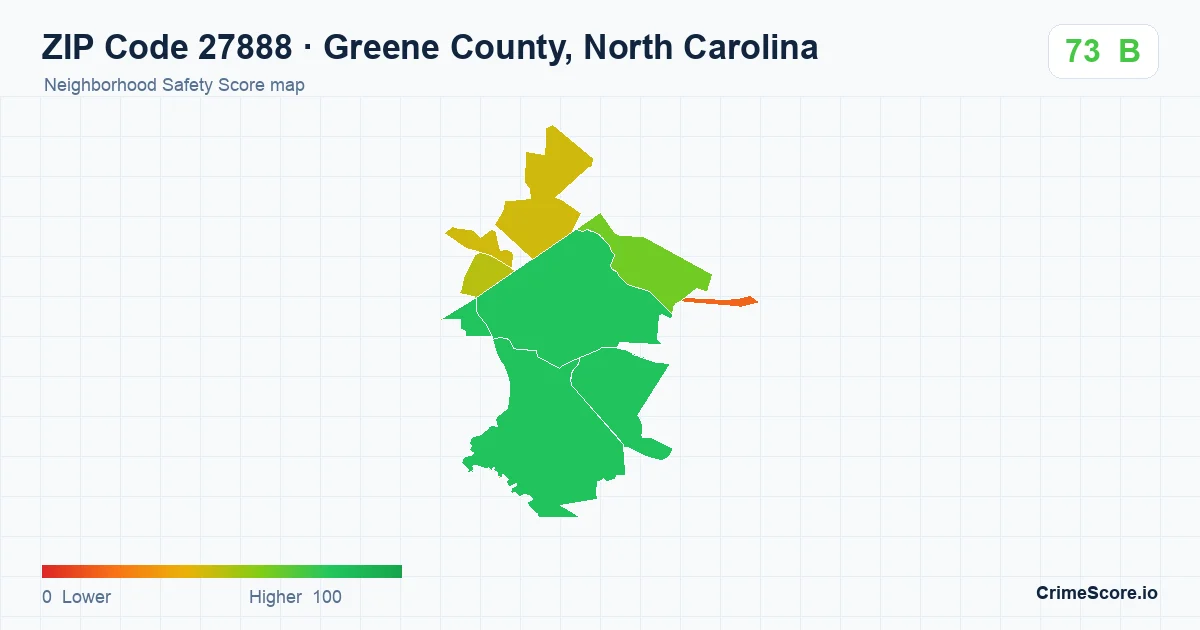 ZIP Code 27888 in Greene County, North Carolina neighborhood Safety Score map