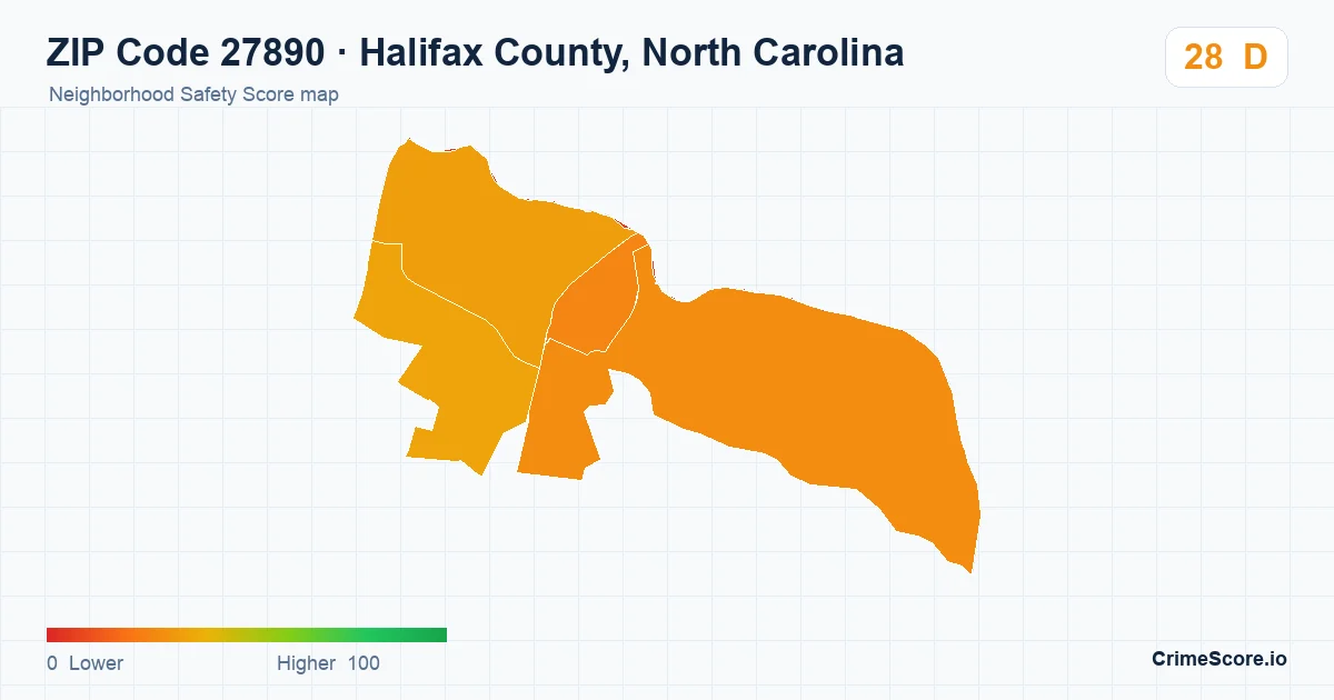 ZIP Code 27890 in Halifax County, North Carolina neighborhood Safety Score map