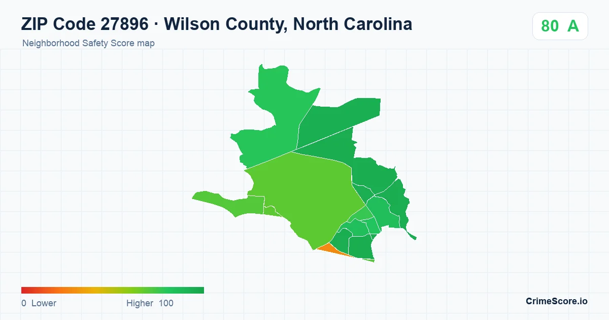 ZIP Code 27896 in Wilson County, North Carolina neighborhood Safety Score map