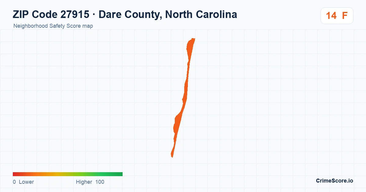 ZIP Code 27915 in Dare County, North Carolina neighborhood Safety Score map