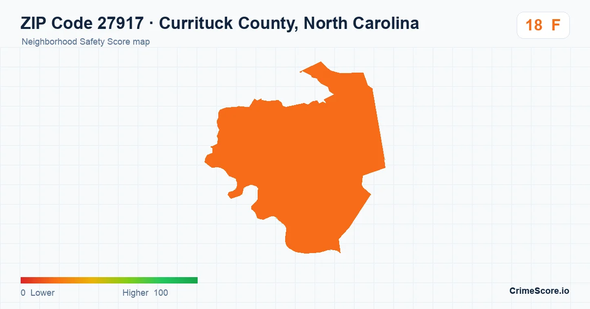 ZIP Code 27917 in Currituck County, North Carolina neighborhood Safety Score map