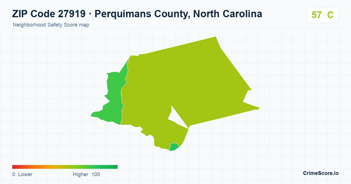 ZIP Code 27919 in Perquimans County, North Carolina neighborhood Safety Score map