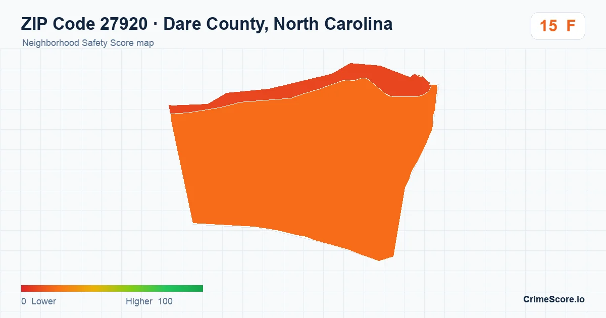 ZIP Code 27920 in Dare County, North Carolina neighborhood Safety Score map