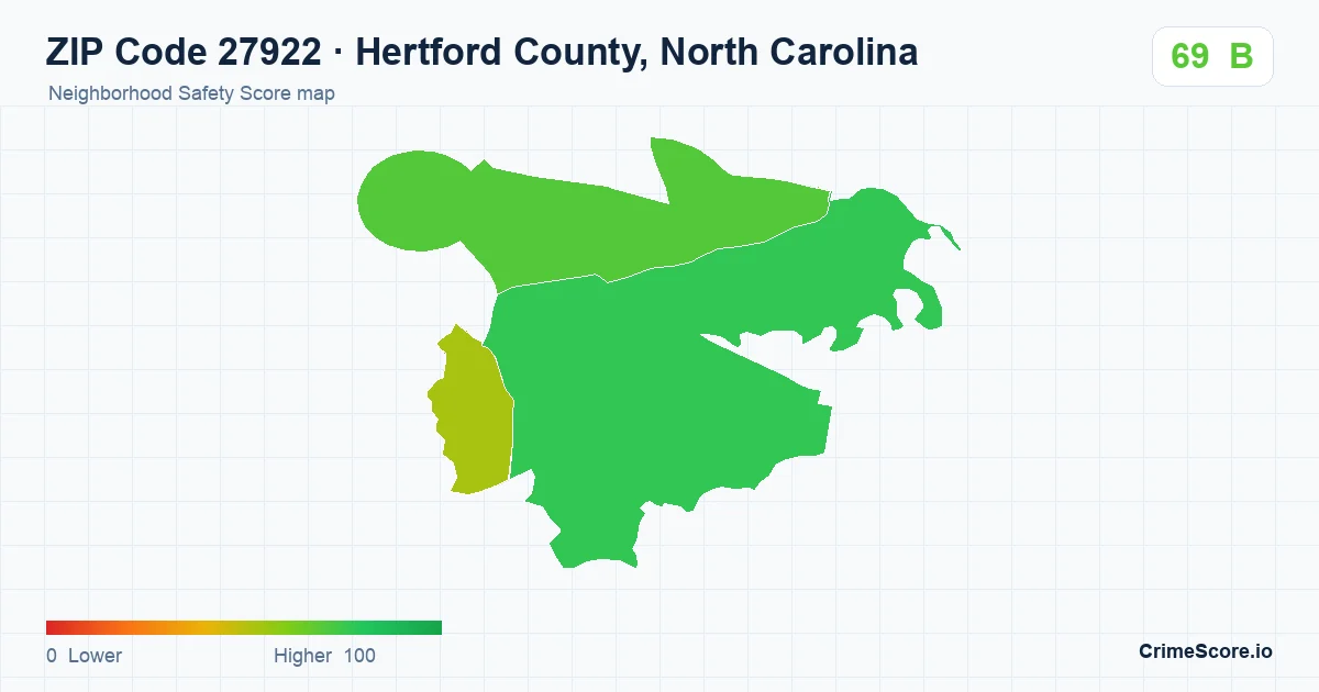 ZIP Code 27922 in Hertford County, North Carolina neighborhood Safety Score map