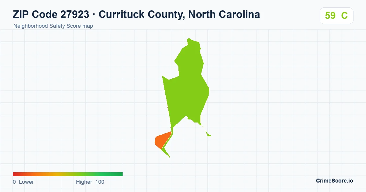 ZIP Code 27923 in Currituck County, North Carolina neighborhood Safety Score map