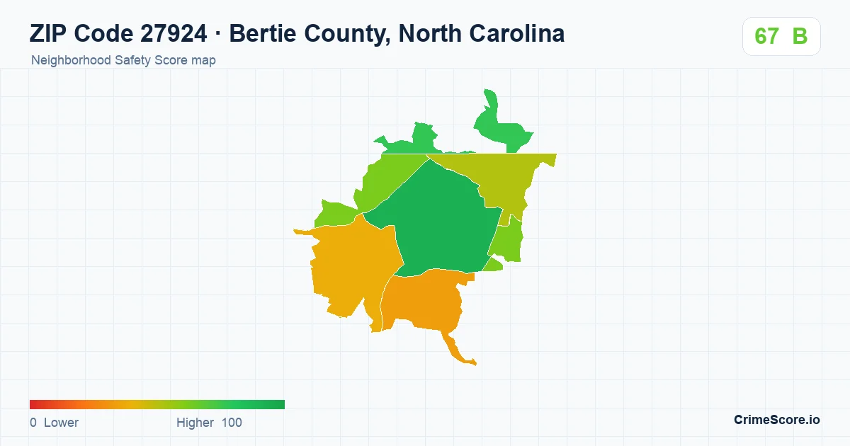 ZIP Code 27924 in Bertie County, North Carolina neighborhood Safety Score map