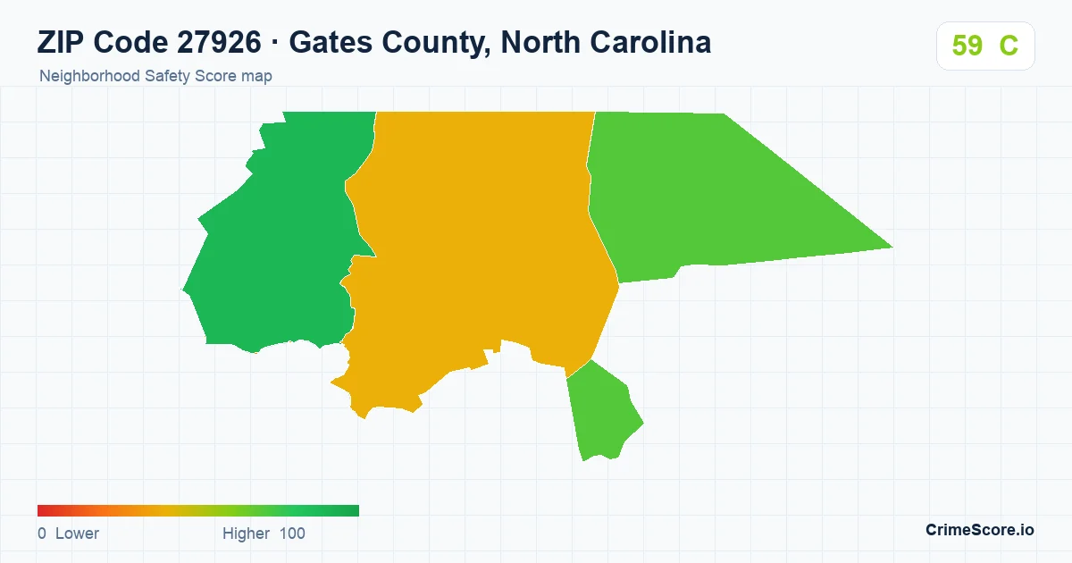 ZIP Code 27926 in Gates County, North Carolina neighborhood Safety Score map