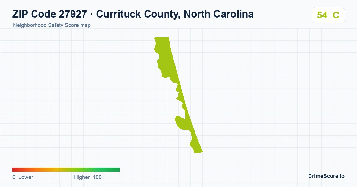 ZIP Code 27927 in Currituck County, North Carolina neighborhood Safety Score map