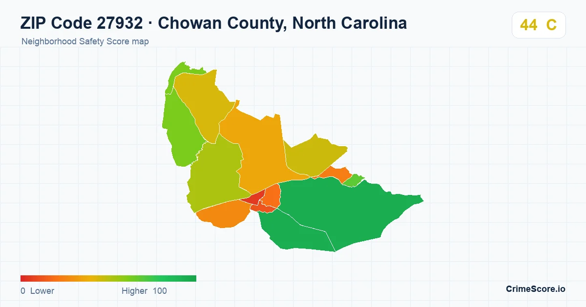ZIP Code 27932 in Chowan County, North Carolina neighborhood Safety Score map