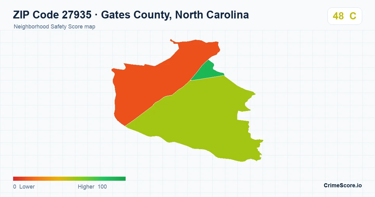 ZIP Code 27935 in Gates County, North Carolina neighborhood Safety Score map