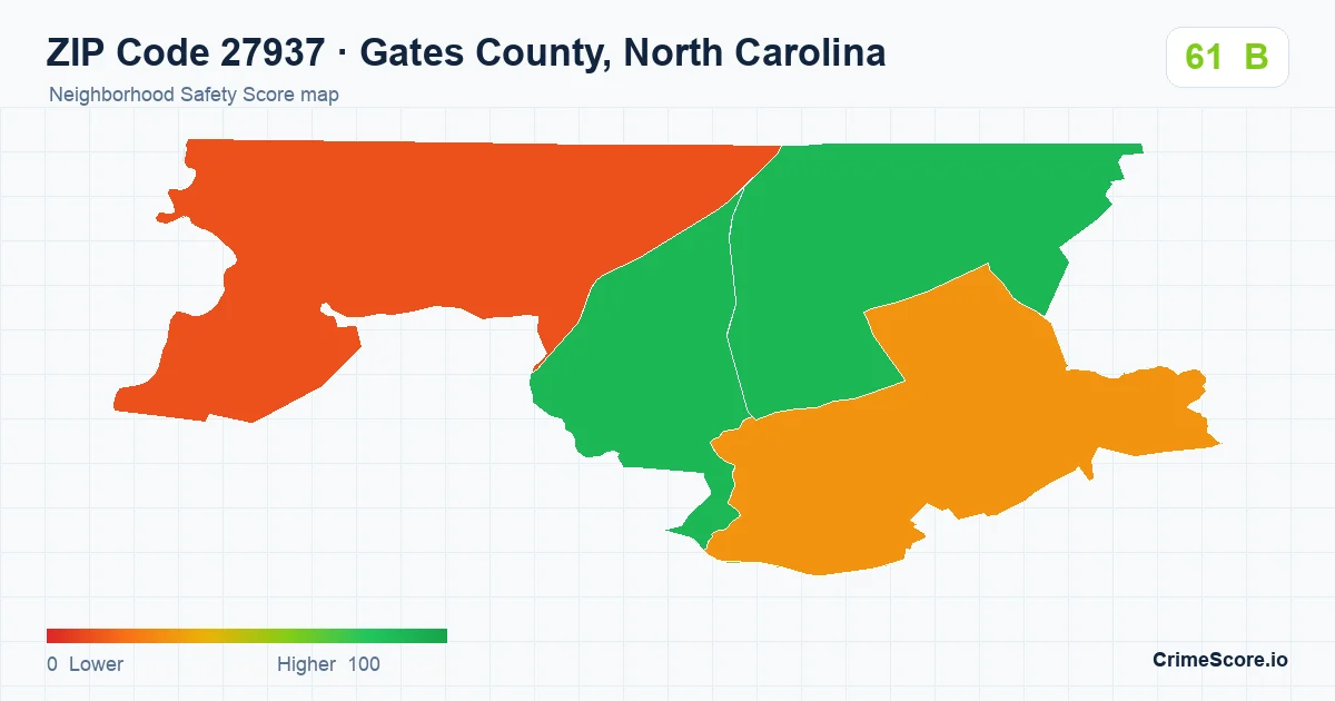 ZIP Code 27937 in Gates County, North Carolina neighborhood Safety Score map