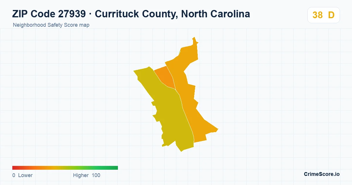 ZIP Code 27939 in Currituck County, North Carolina neighborhood Safety Score map