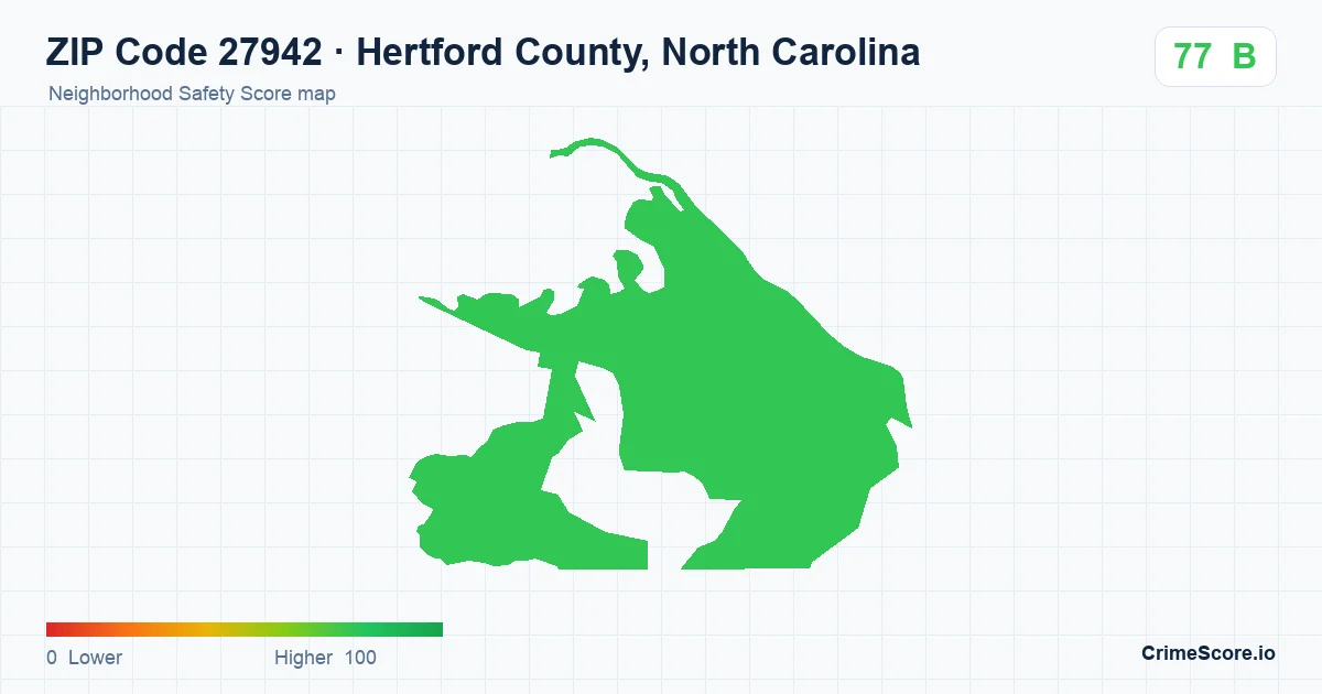 ZIP Code 27942 in Hertford County, North Carolina neighborhood Safety Score map