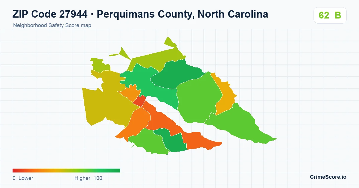 ZIP Code 27944 in Perquimans County, North Carolina neighborhood Safety Score map