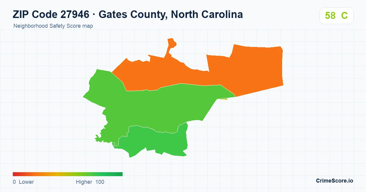 ZIP Code 27946 in Gates County, North Carolina neighborhood Safety Score map