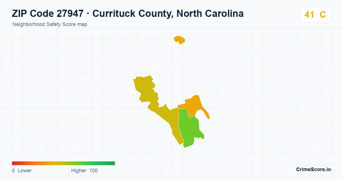 ZIP Code 27947 in Currituck County, North Carolina neighborhood Safety Score map