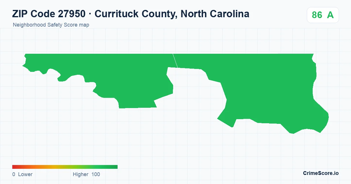 ZIP Code 27950 in Currituck County, North Carolina neighborhood Safety Score map