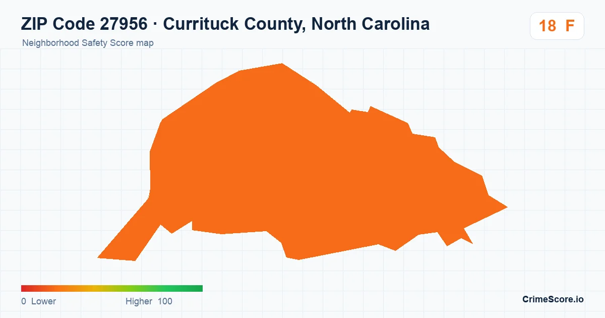ZIP Code 27956 in Currituck County, North Carolina neighborhood Safety Score map