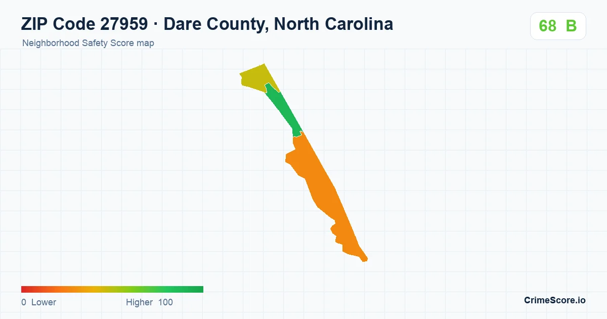 ZIP Code 27959 in Dare County, North Carolina neighborhood Safety Score map