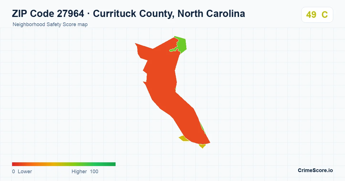 ZIP Code 27964 in Currituck County, North Carolina neighborhood Safety Score map