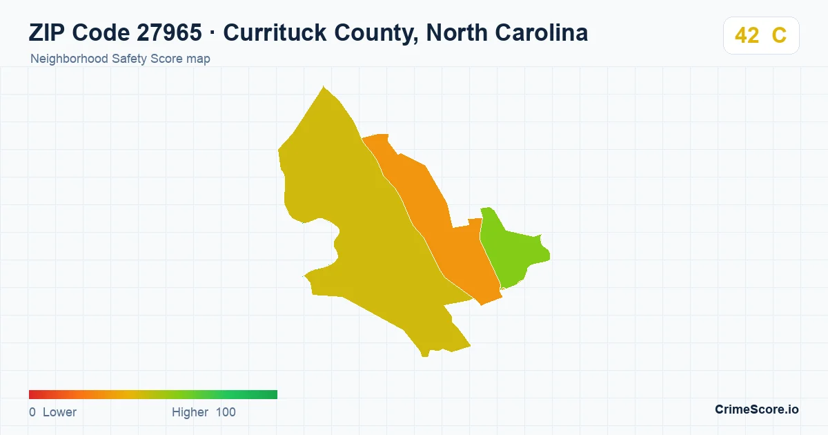 ZIP Code 27965 in Currituck County, North Carolina neighborhood Safety Score map