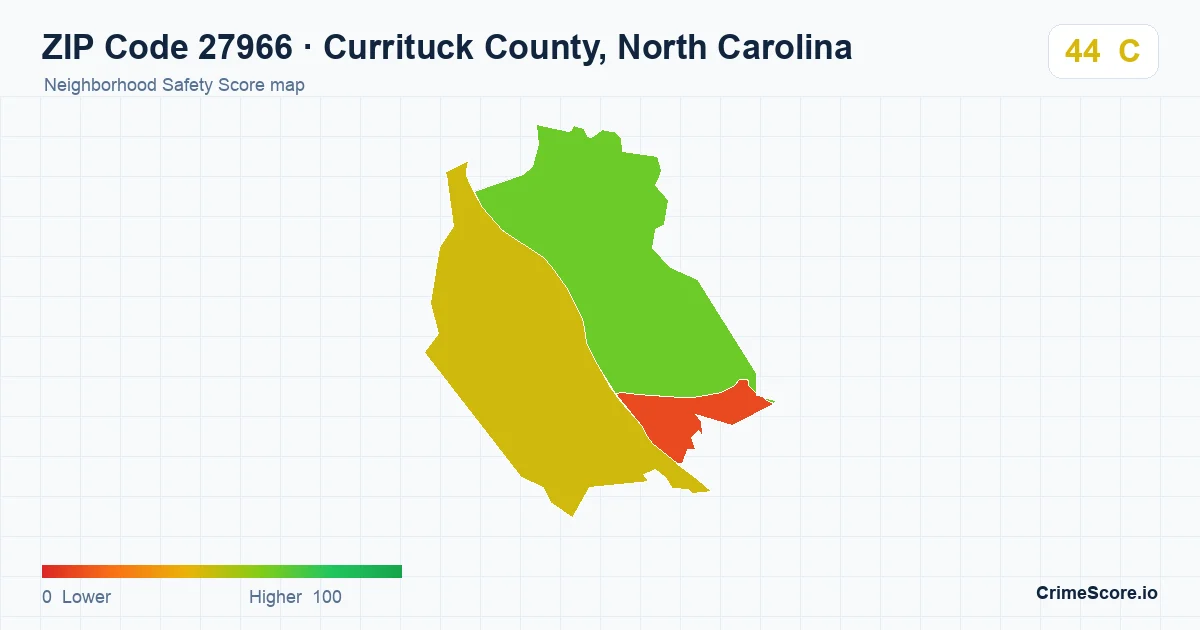 ZIP Code 27966 in Currituck County, North Carolina neighborhood Safety Score map