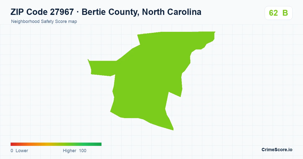 ZIP Code 27967 in Bertie County, North Carolina neighborhood Safety Score map