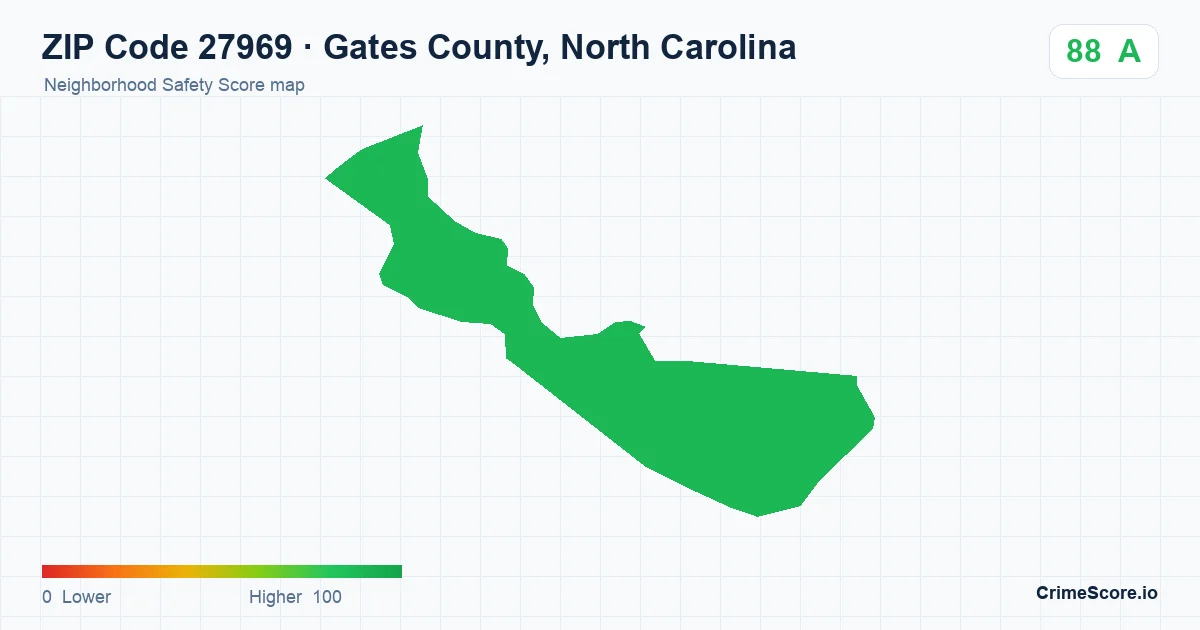 ZIP Code 27969 in Gates County, North Carolina neighborhood Safety Score map